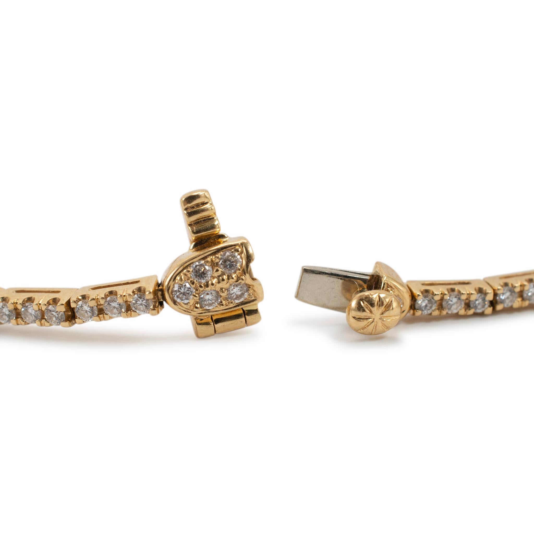 Pulsera de Tenis con Estación de Diamantes de 2,21 ct en Oro Amarillo de 18 quilates en Excelente estado para la venta en Houston, TX