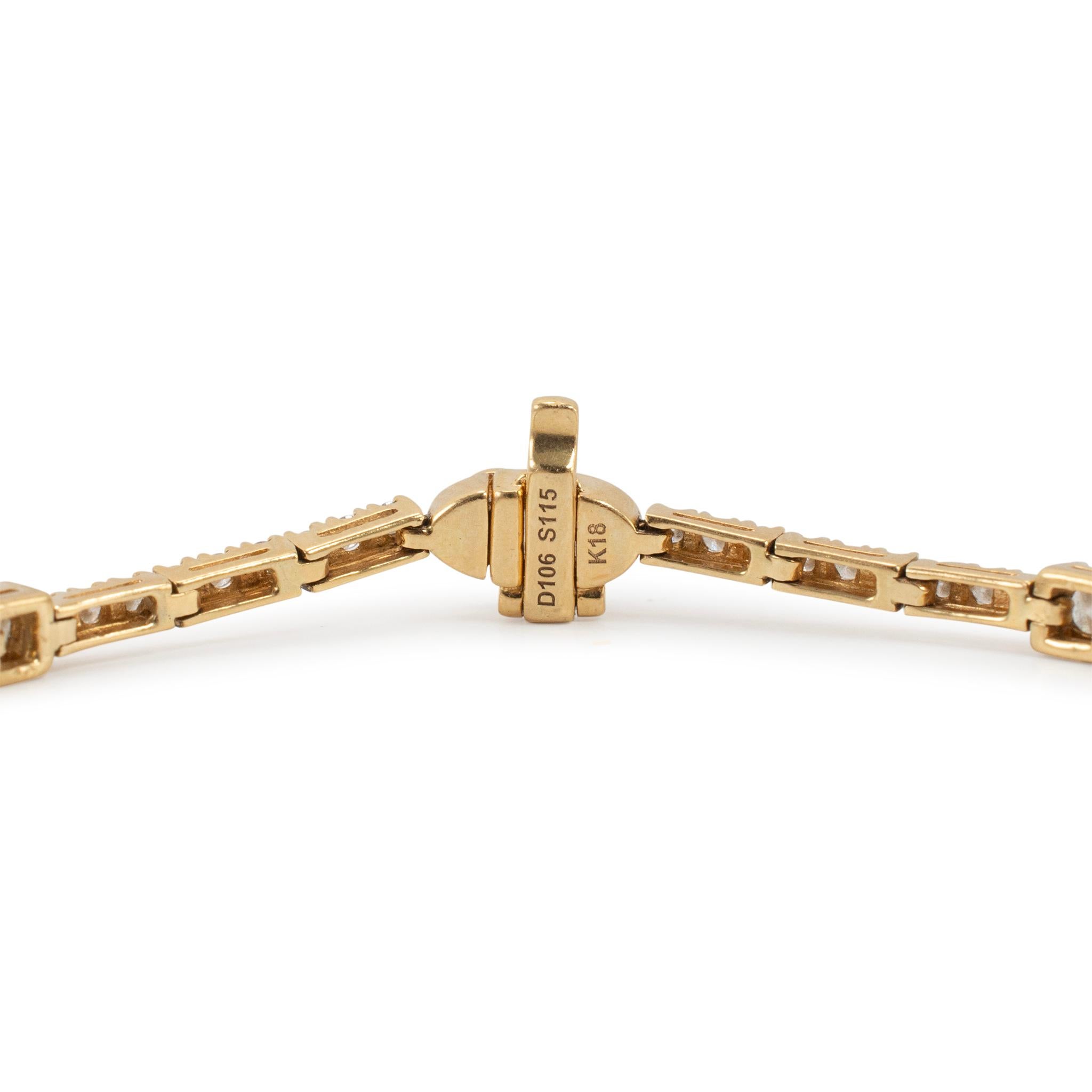Femenino o masculino Pulsera de Tenis con Estación de Diamantes de 2,21 ct en Oro Amarillo de 18 quilates en venta