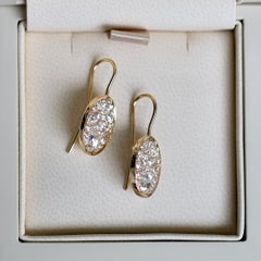 Pendientes de oro amarillo de 18 quilates con diamantes de 2,22 quilates en forma de gota y diamantes de talla rosa