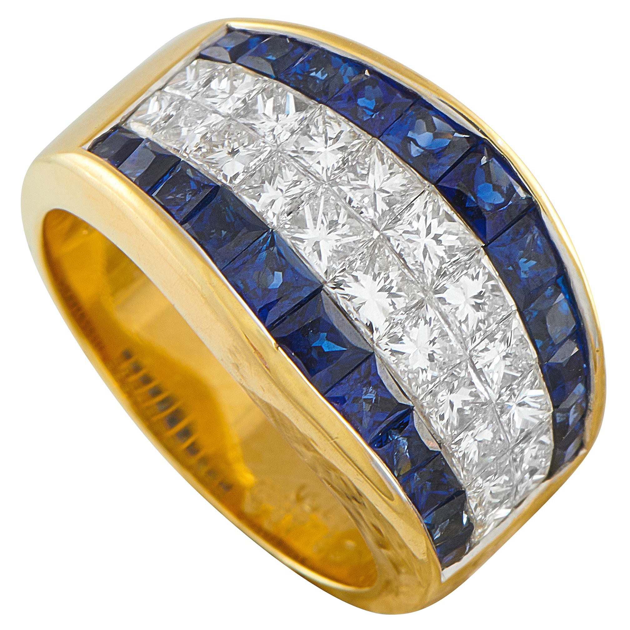 18K Gelbgold 2,22ct Diamant und Saphir Ring MF01-112525