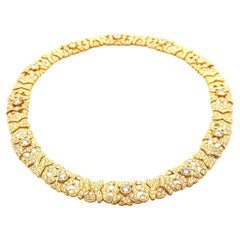 18k Gelbgold 22,38ctw VVS F Diamant bedeckt Kragen Aussage Halskette