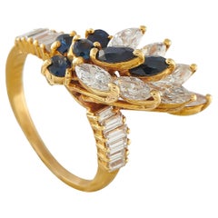 18K Yellow Gold 2.25ct Diamond and Sapphire Ring MF42-021926