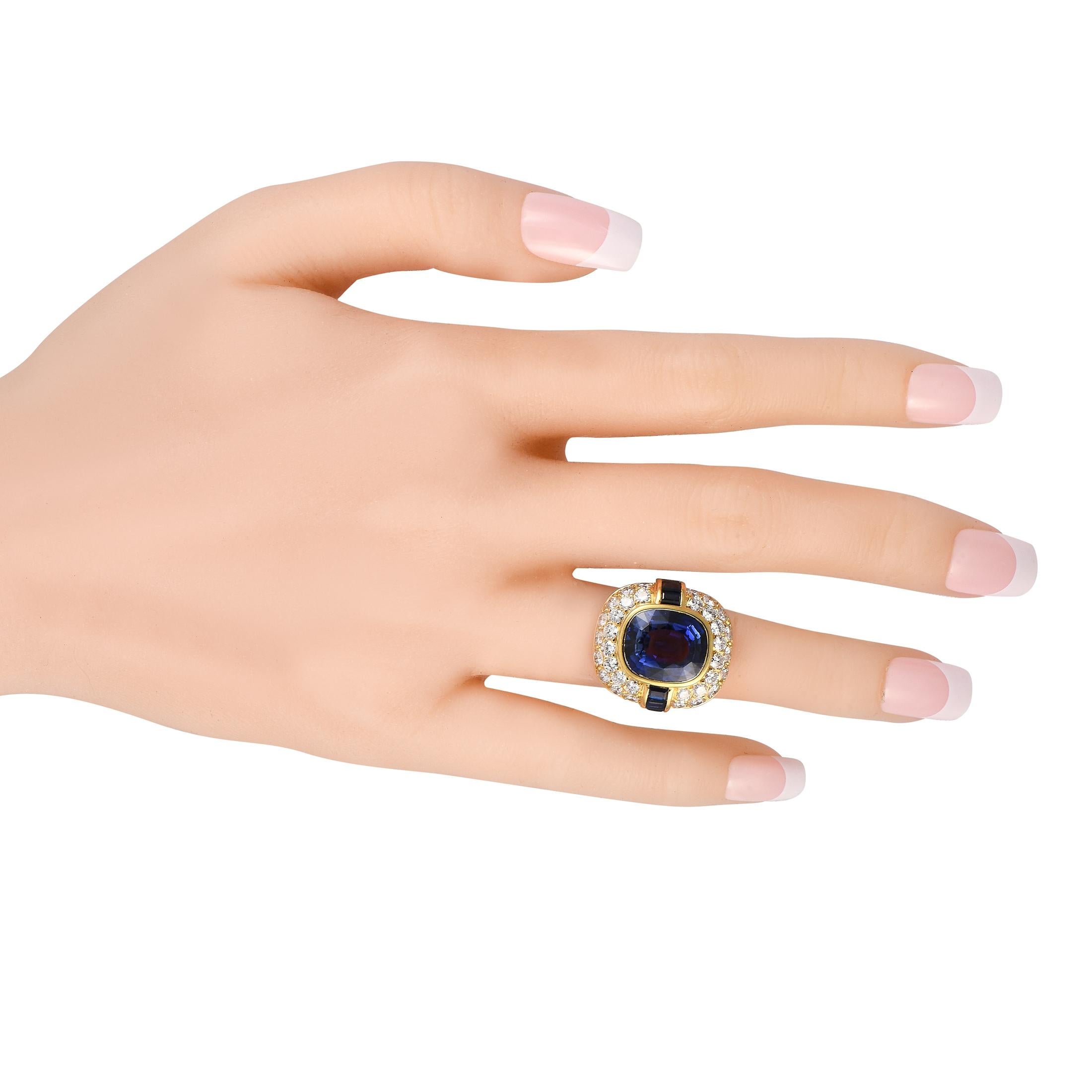 Round Cut 18K Yellow Gold 2.25ct Diamond and Tanzanite Ring