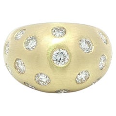 18k Yellow Gold 2.25ctw Round Diamond Wide Domed Bombe Band Ring