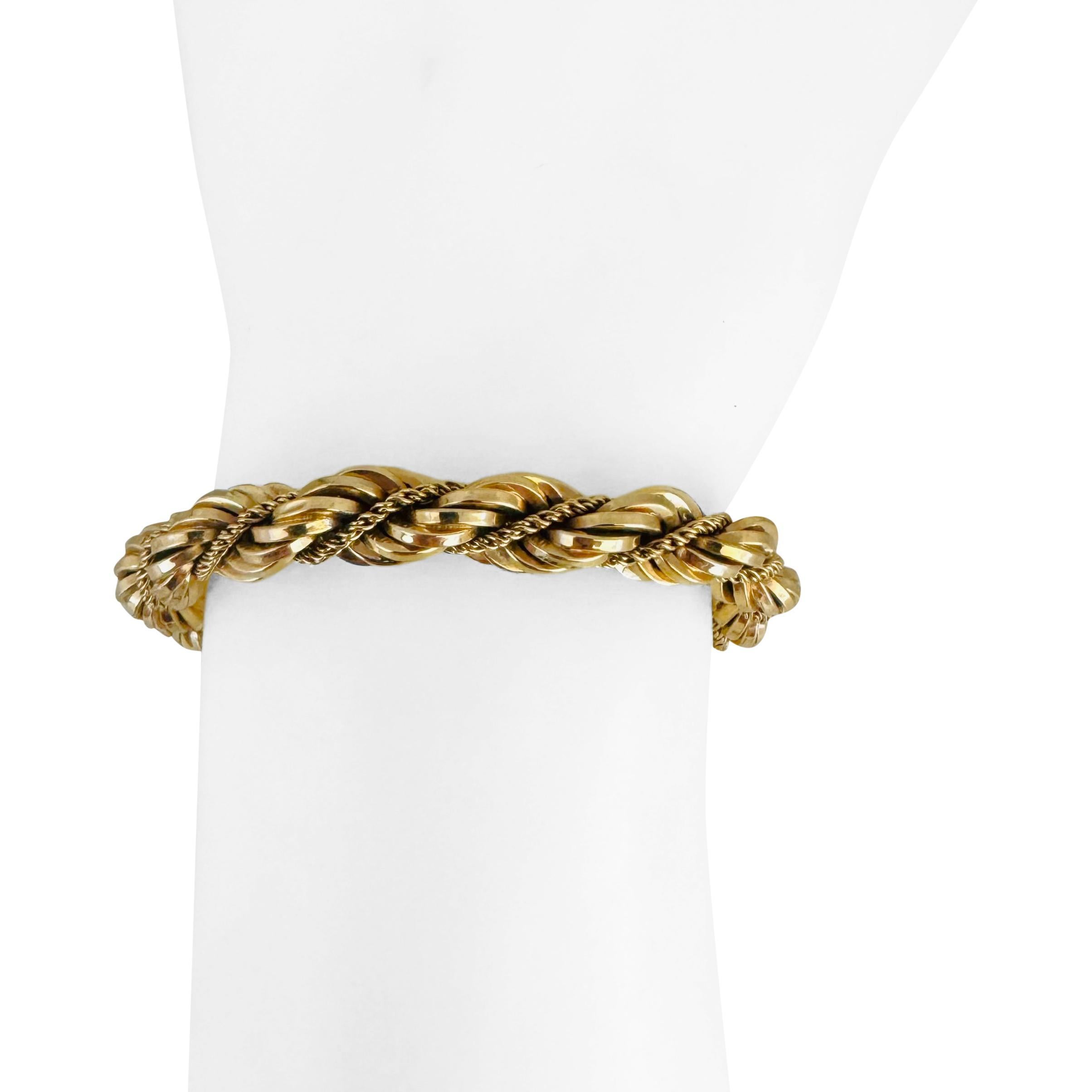 18k Gelbgold 22,5g UnoAErre 8mm dickes Fancy Seilarmband Italien 7,5