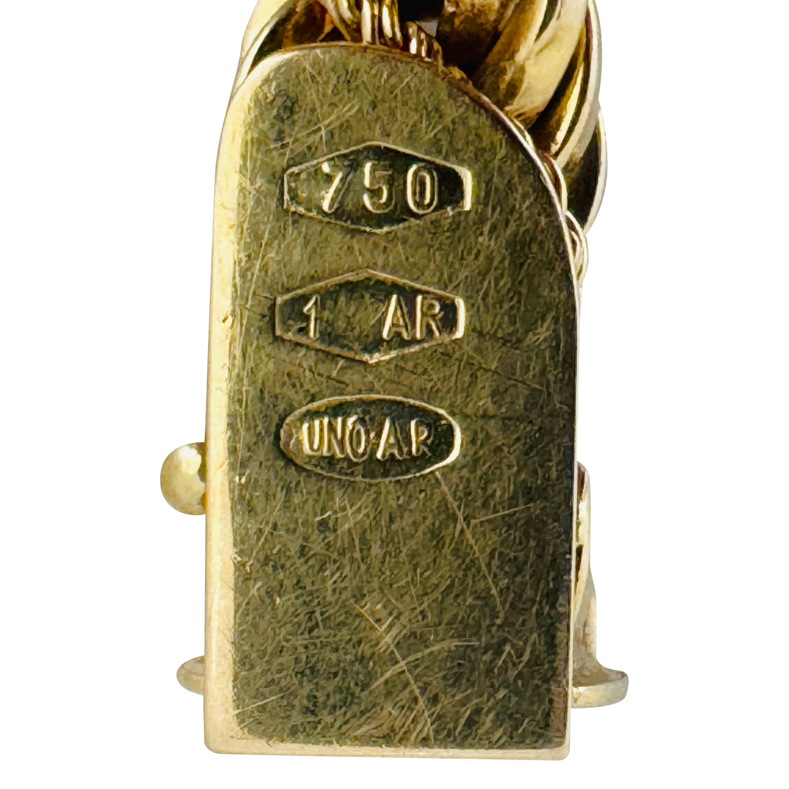 18k Gelbgold 22,5g UnoAErre 8mm dickes Fancy Seilarmband Italien 7,5