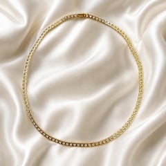 Collier tennis classique à lignes droites en or jaune 18 carats, serti de diamants ronds VS d'un poids total de 22,70 carats