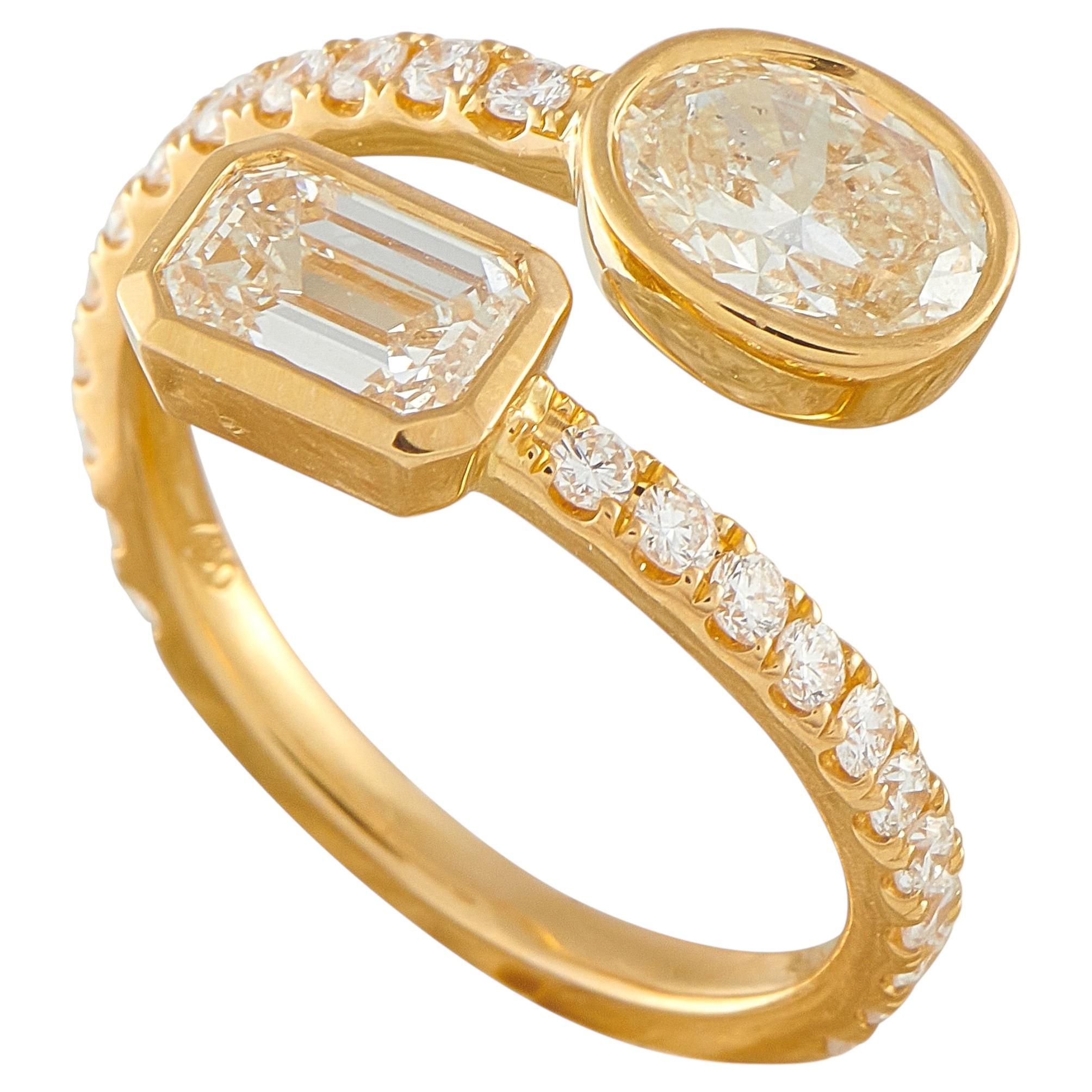 Anello bypass in oro giallo 18 carati con 2,28 carati di diamanti ALR-20093-Y