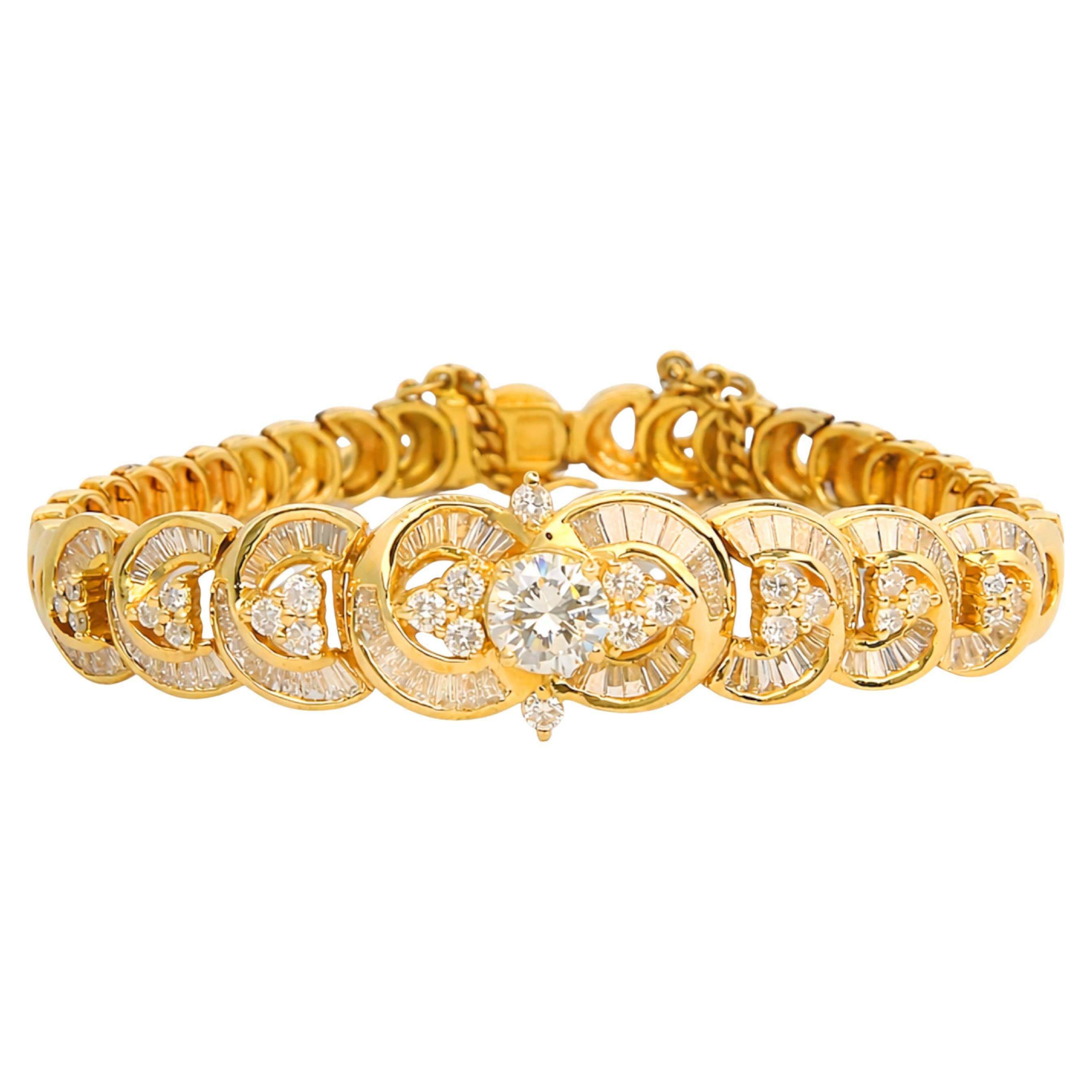 Pulsera de diamantes de 2,30 quilates de oro amarillo de 18 quilates en venta