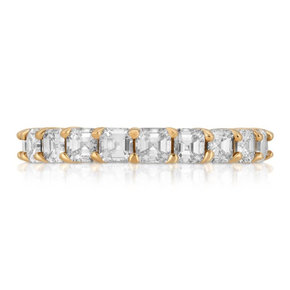 For Sale:  18k Yellow Gold 2.40 Carat Cushion Cut Eternity Band G, VS Quality 3
