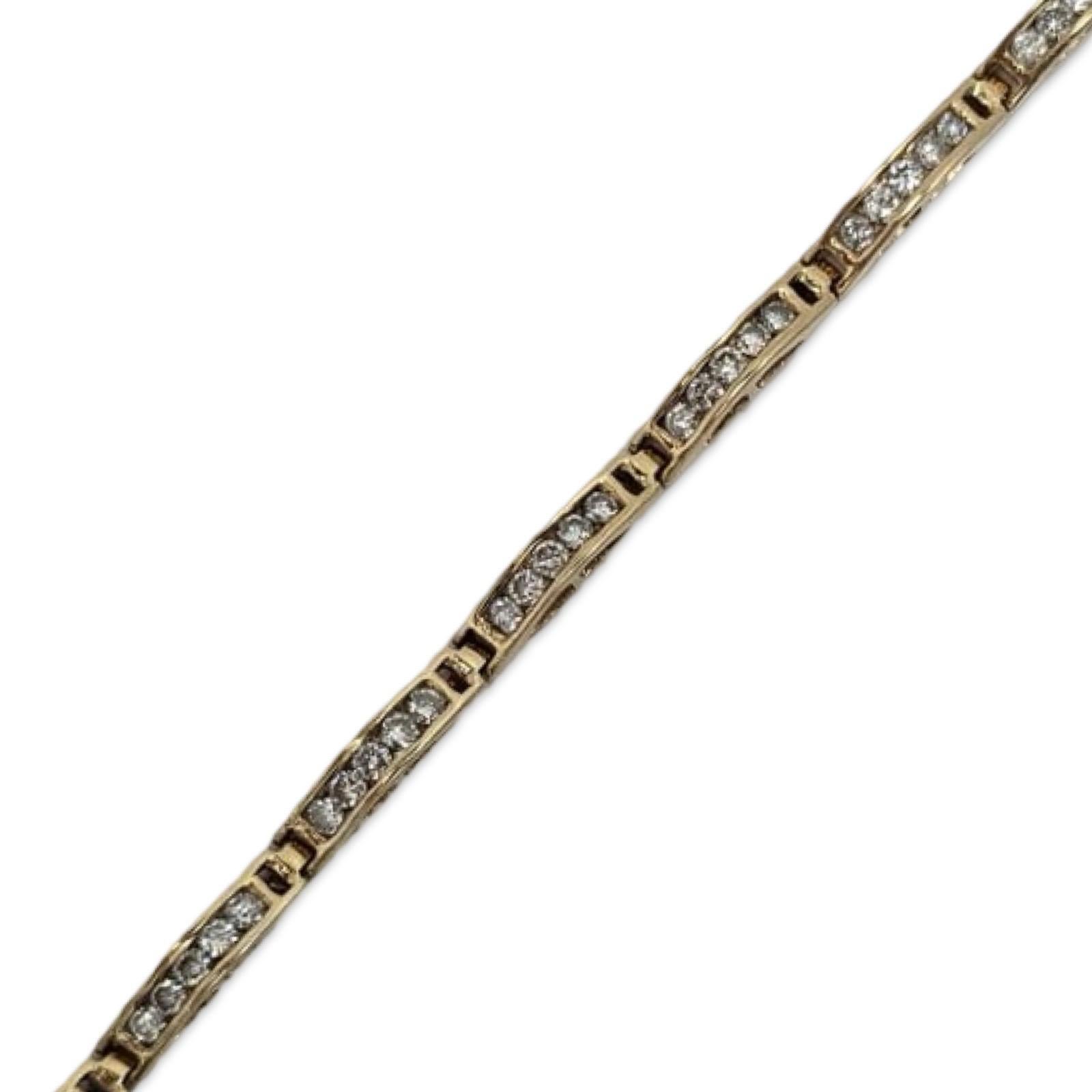 Bracelet à maillons en or jaune 18K, 2.40ct diamant, 7 pouces en vente 5