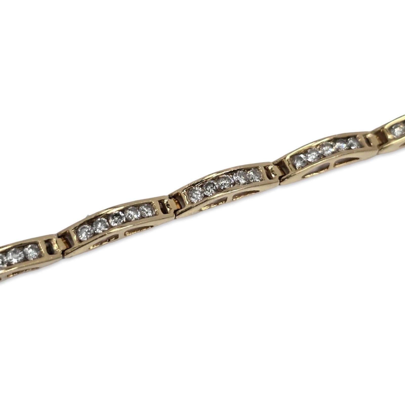 Bracelet à maillons en or jaune 18K, 2.40ct diamant, 7 pouces en vente 6