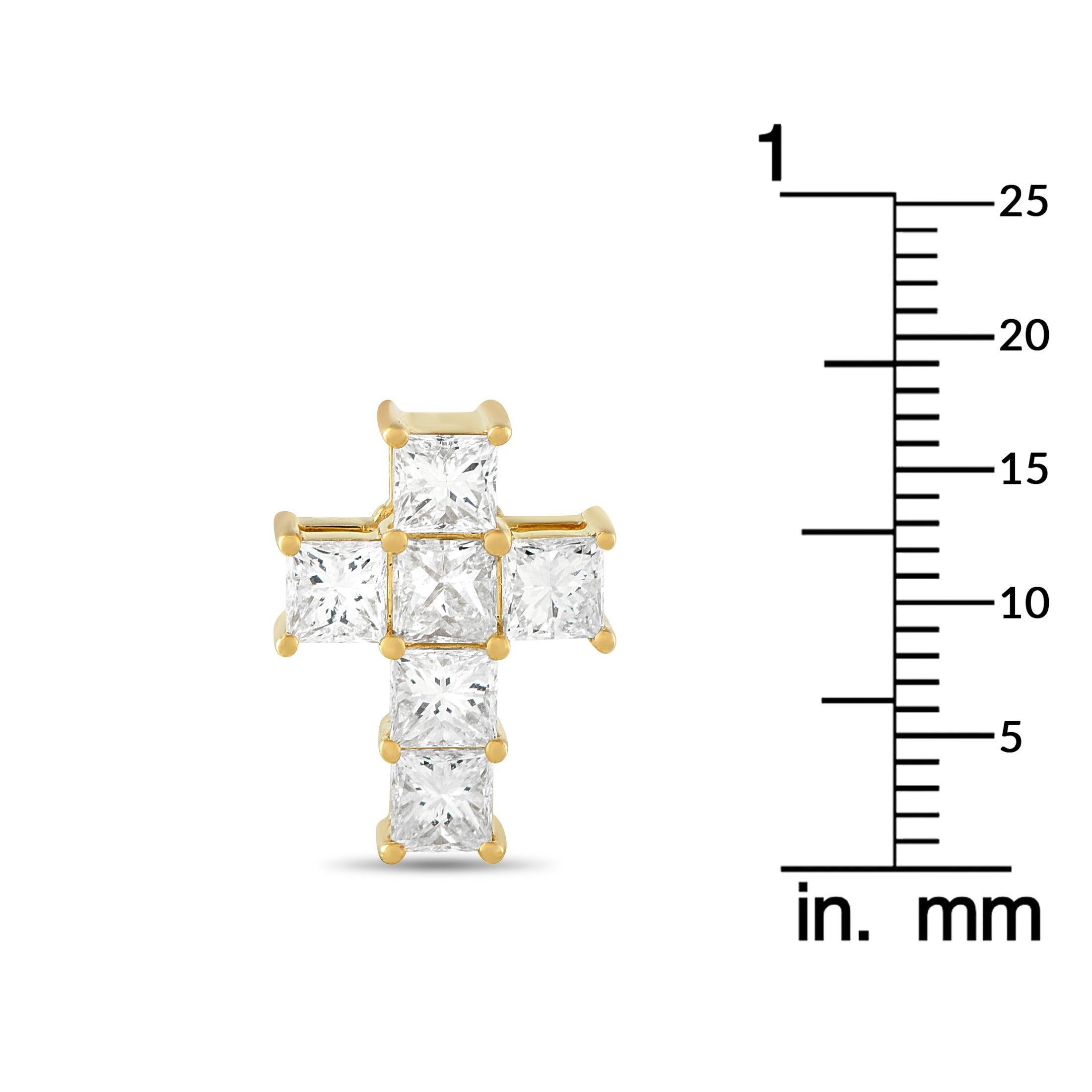 Taille mixte Pendentif croix en or jaune 18K avec 2.40ct de diamant en vente