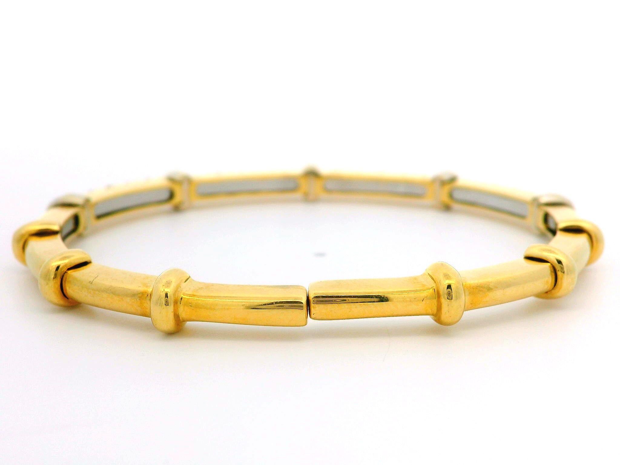 Round Cut 18k Yellow Gold 2.40ctw Diamonds & Yellow Topaz Flexible Cuff Bracelet For Sale