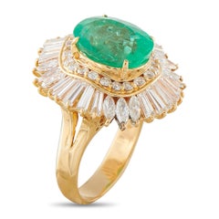 18K Yellow Gold 2.42ct Diamond and Emerald Ring MF44-050726