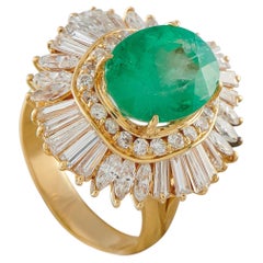 18K Yellow Gold 2.42ct Diamond and Emerald Ring MF44-050726
