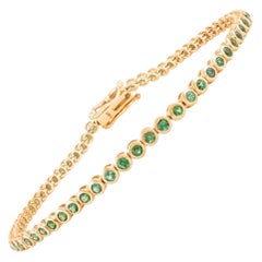 Pulsera de tenis de oro amarillo de 18 quilates con esmeralda natural de 2,46 quilates en engaste biselado