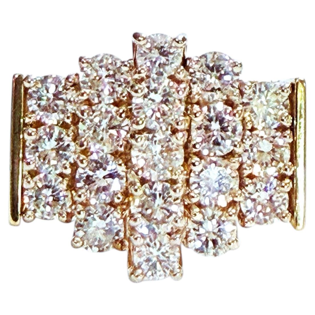 18k Yellow Gold 2.47 Carat Stacked Diamond Ring Size 9 - with Appraisal