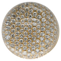 Anello con cupola di cristallo e diamante tondo Brilliante in oro giallo 18 carati da 2,48 carati