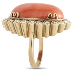 18K Yellow Gold 2.50ct Diamond and Coral Ring MF02-031726