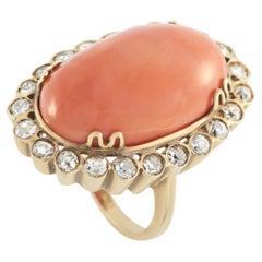 18K Yellow Gold 2.50ct Diamond and Coral Ring MF02-031726
