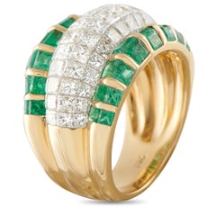 18K Gelbgold 2,50ct Diamant und Smaragd Ring MF26-020226