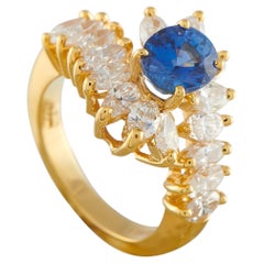 18K Gelbgold 2,55ct Diamant und Saphir Ring MF29-043026