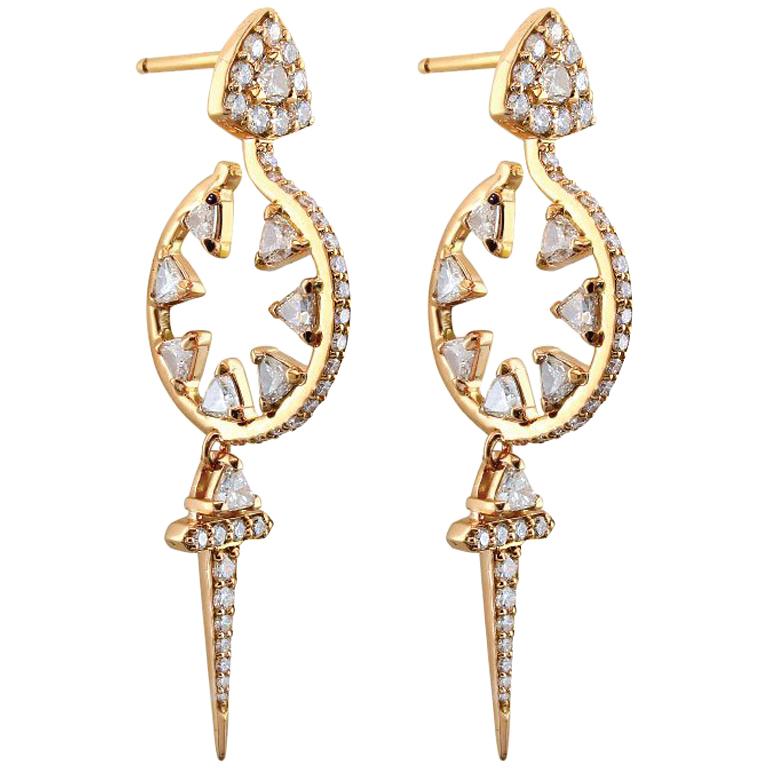 Alessa Sword Hoop Earrings 18 Karat Rose Gold Amara Collection im Angebot