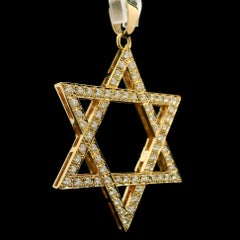 18k Yellow Gold 2.64ctw Diamond Covered Large Open Work Star of David Pendant