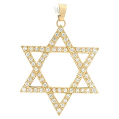 18k Yellow Gold 2.64ctw Diamond Covered Large Open Work Star of David Pendant