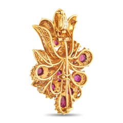 Broche en or jaune 18K avec diamant et rubis de 2,65ct MF36-020326