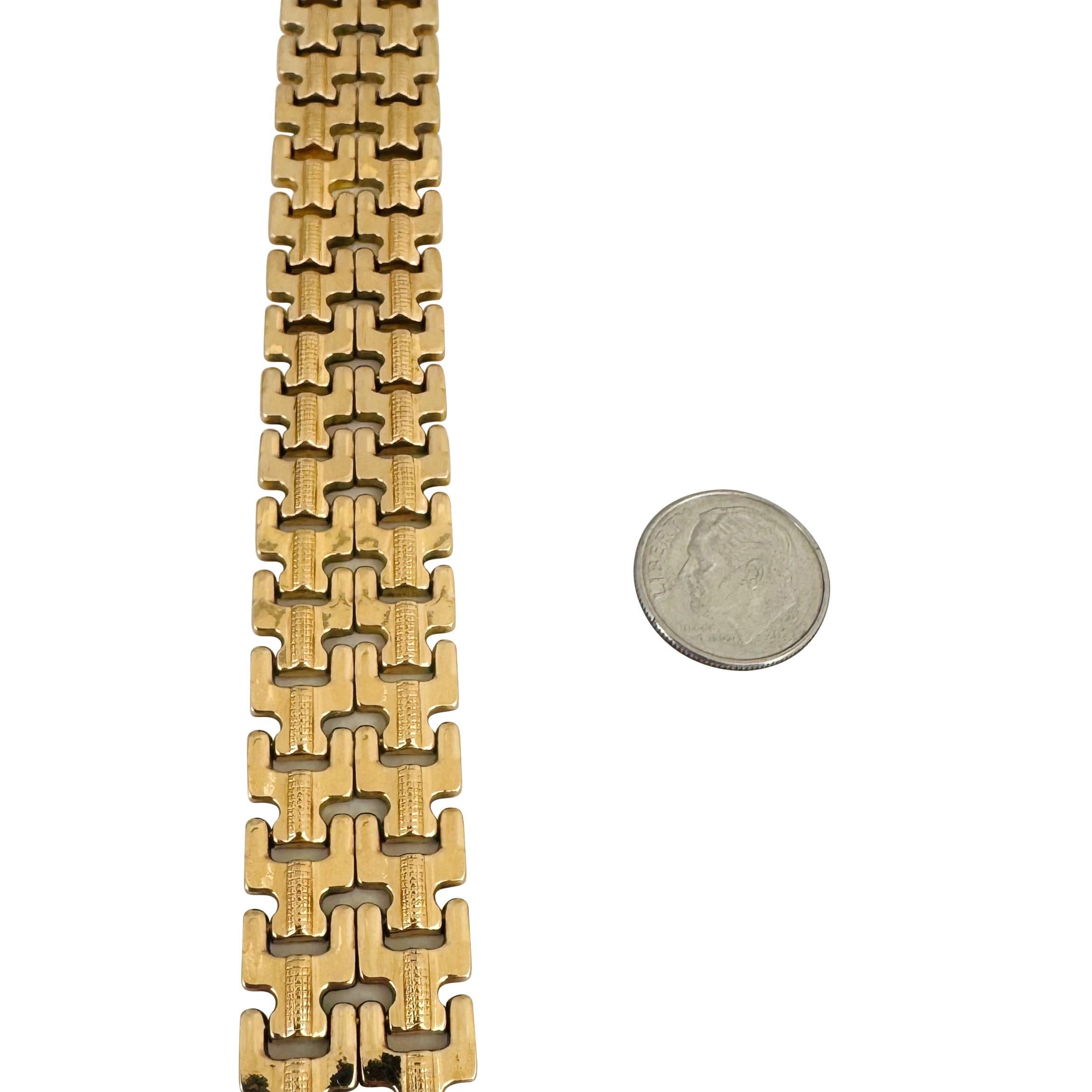 18k Gelbgold 26g Damen Vintage Breites 18mm Ausgefallenes Gliederarmband Italien 7,5