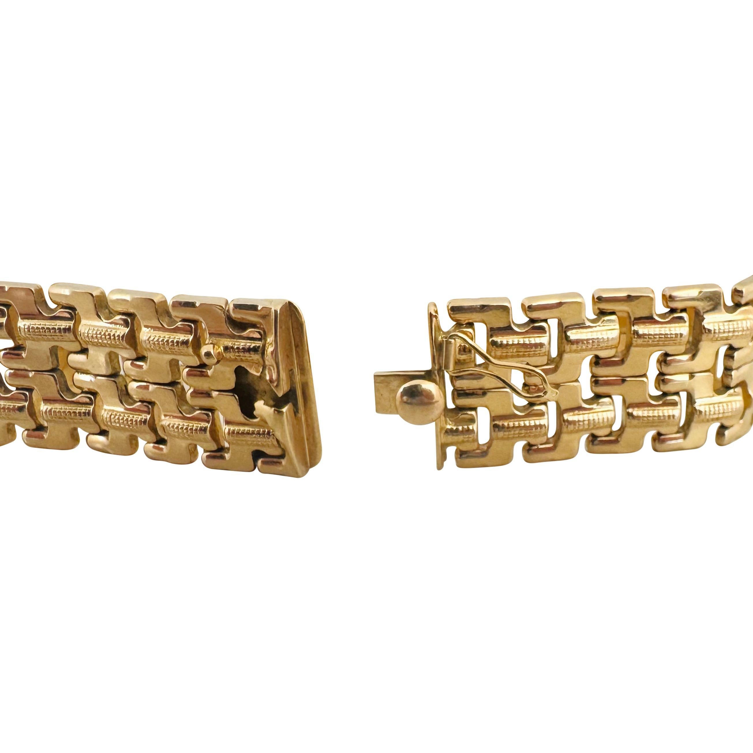 18k Gelbgold 26g Damen Vintage Breites 18mm Ausgefallenes Gliederarmband Italien 7,5