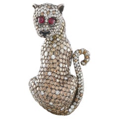 Broche en or jaune 18K 27.04ct diamant et rubis MF09-020326