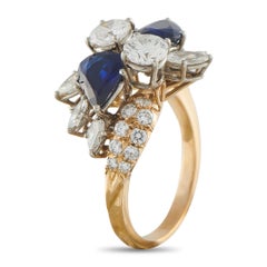 18K Gelbgold 2,70ct Diamant und Saphir Ring MF43-021926