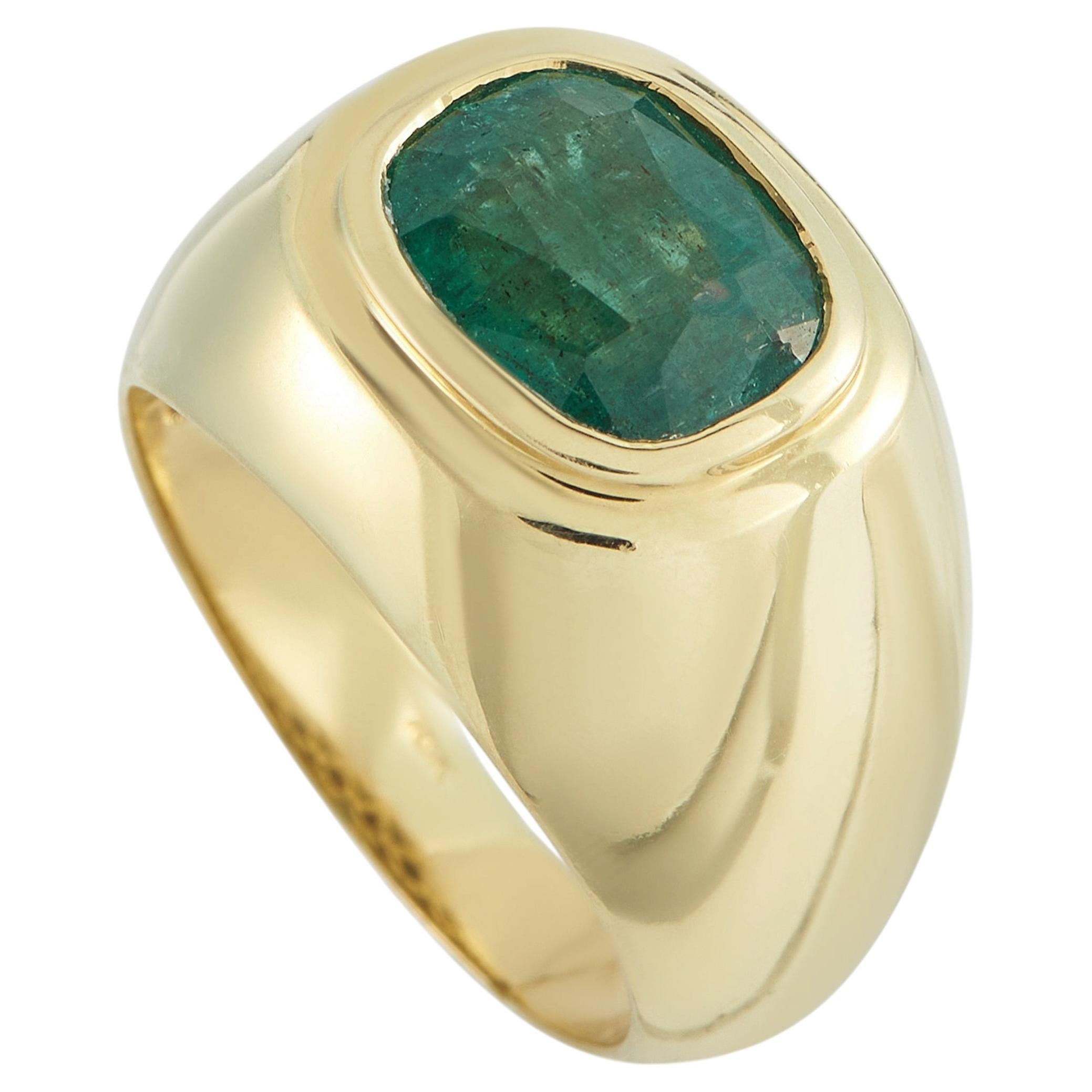 18K Yellow Gold 2.80ct Emerald Ring MF30-030226 For Sale