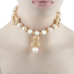 18K Gelbgold 28,37ct Diamant und Perlenkette MF06-012326