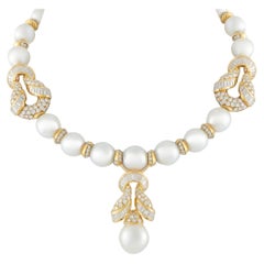 18K Gelbgold 28,37ct Diamant und Perlenkette MF06-012326