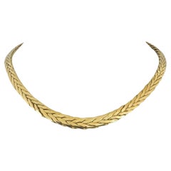 18 Karat Gelbgold 28.6 g abgestufte dicke, platt geflochtene Weizen-Gliederhalskette Italien 16"