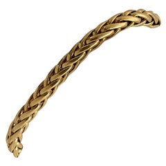18 Karat Yellow Gold 28.6g Handarbeit Vintage Wheat Link Bracelet, Germany