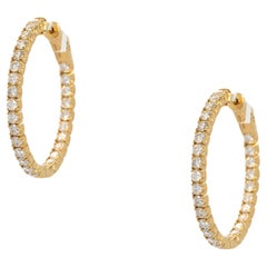 18k Yellow Gold 2.89ct Diamond Inside Out Hoop Earrings