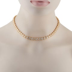 18k Yellow Gold 29.5 ct Diamond Cushion Link Necklace  ANK-19473-Y