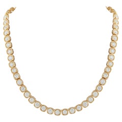 18k Yellow Gold 29.5 ct Diamond Cushion Link Necklace  ANK-19473-Y