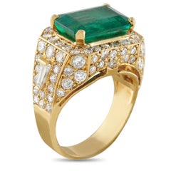 18K Yellow Gold 2.95ct Diamond and Emerald Ring MF39-050726