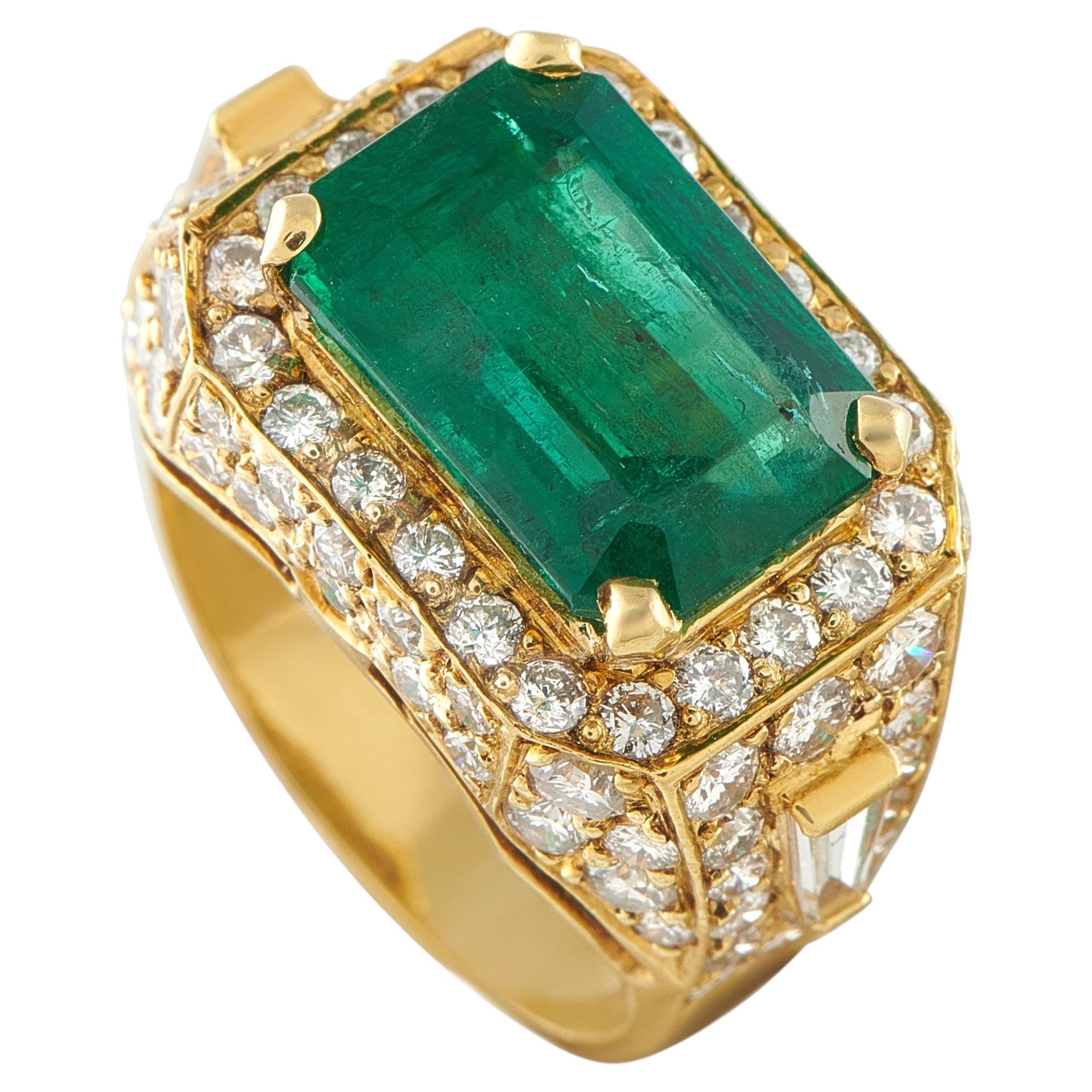 18K Yellow Gold 2.95ct Diamond and Emerald Ring MF39-050726