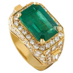 18K Yellow Gold 2.95ct Diamond and Emerald Ring MF39-050726
