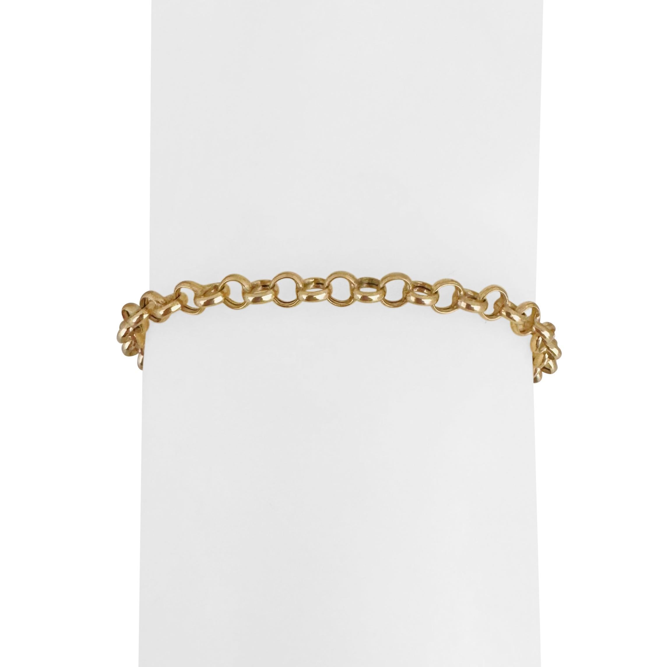 18k Yellow Gold 2.9g Hollow Light 4mm Rolo Link Bracelet 7.5