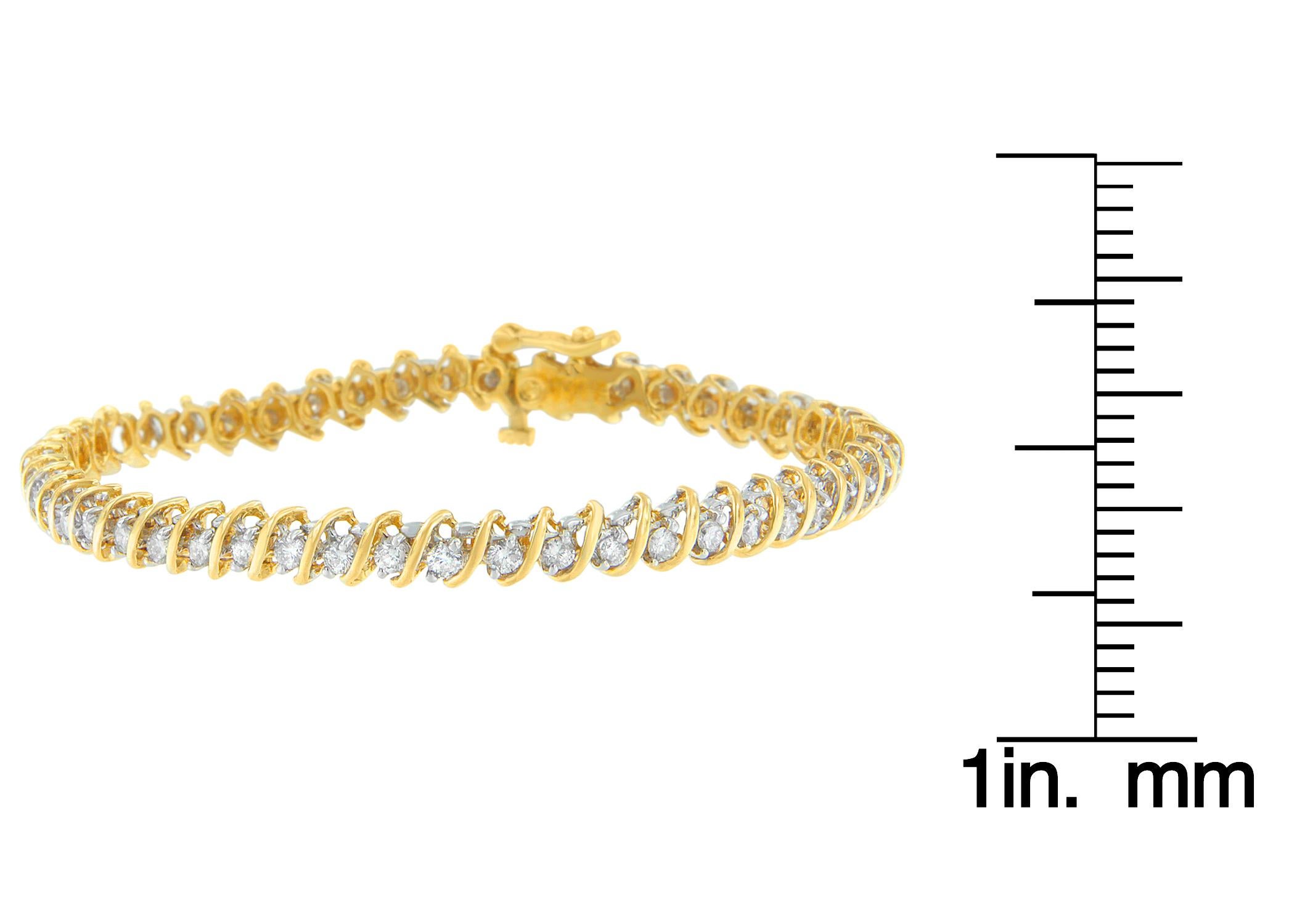 Or jaune 18K 2ct. Bracelet à maillons spiralés en diamants TDW « I-J, I1-I2 » Neuf - En vente à New York, NY
