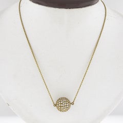 18k Yellow Gold 2ctw Fiery Diamond Ball Bead Spinning Pendant Chain Necklace