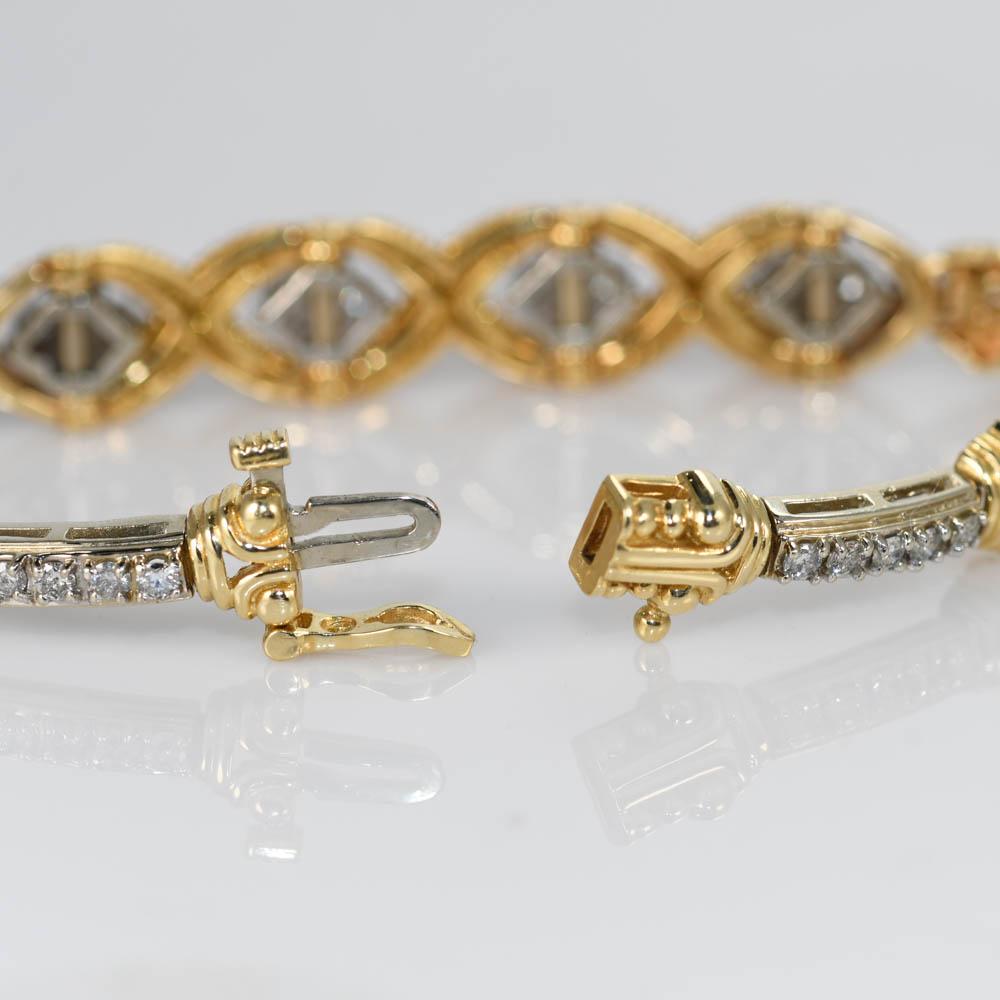 Women's or Men's 18K Yellow Gold 2 Tone Diamond Bracelet, 1.00tdw, 23.9g